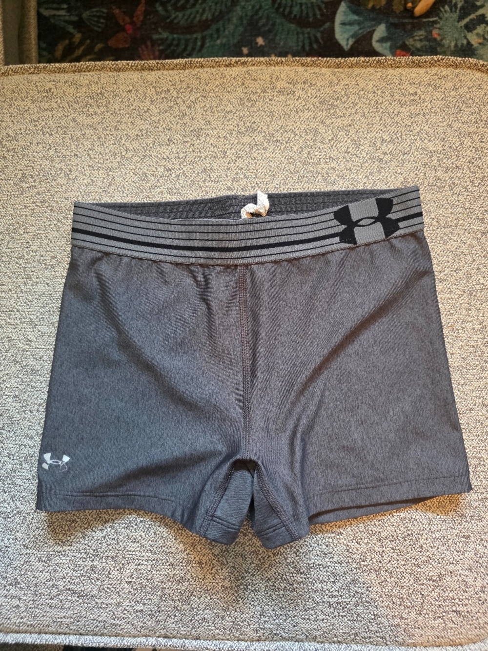 Women's Grey Under Armour HeatGear Compression Shorts - Small